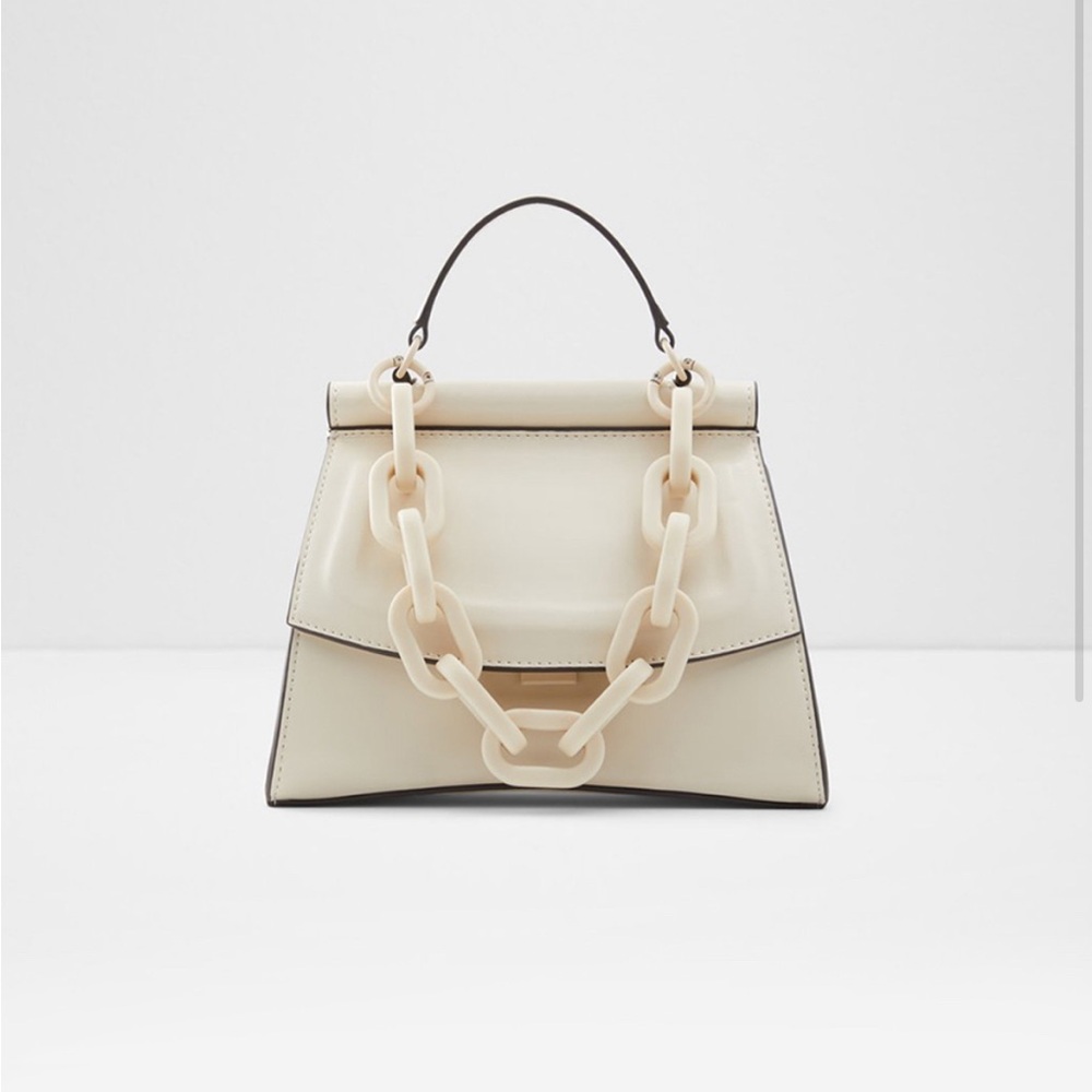 Aldo White Mini Purse with Gold Chain